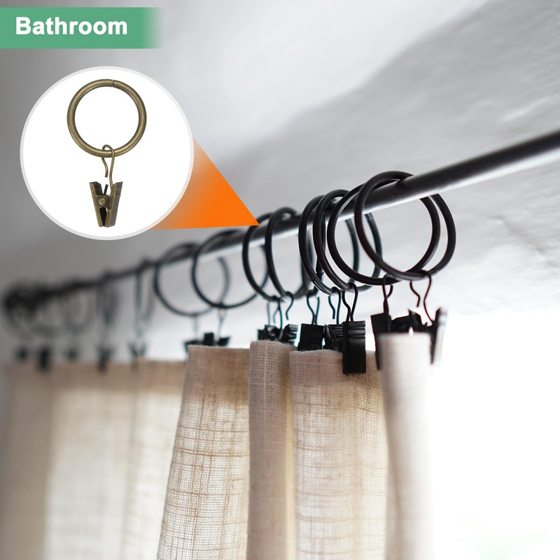 M METERXITY 40-Pack Bronze Curtain Rings with Clips, Rustproof Metal