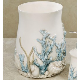 Touch of Class Coral Treasures Coastal Wastebasket Waste Basket