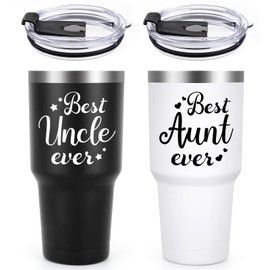 LiqCool Gifts for Uncle Aunt from Niece Nephew, 30 Oz Best Aunt Uncle Ever Tumbler Set, Gifts for Aunt Uncle on Christmas Birthday Pregnancy Announcement Anniversary, Stainless Steel(Black & White)