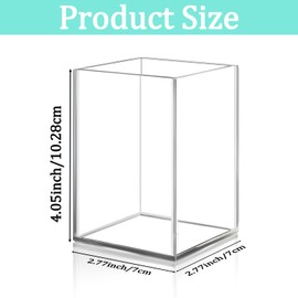 DIFIT Pen Pot, 4PC Acrylic Pen Holder for Desk, Clear Makeup Brush Holder, Makeup Brush Organiser, Pencil Pot for Office/Learning/School/Home