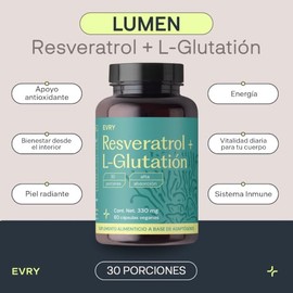 Resveratrol y Glutatión - Mezcla de Antioxidantes, Vitalidad y Energía EVRY