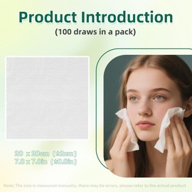BOROLA Disposable Face Towels, 100 Count Thickening Cotton Soft Facial Clean Wipes, Lint-Free Cloths Wash Towelettes Multi-Purpose for Make-up Remover, Skin care and Cleansing (7.8 * 7.8IN/20 * 20CM)