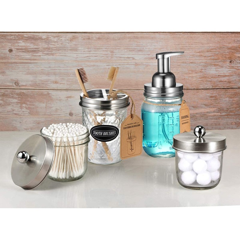 Amolliar Mason Jar Foaming Soap Dispenser Pump Lids, Rustproof Stainless