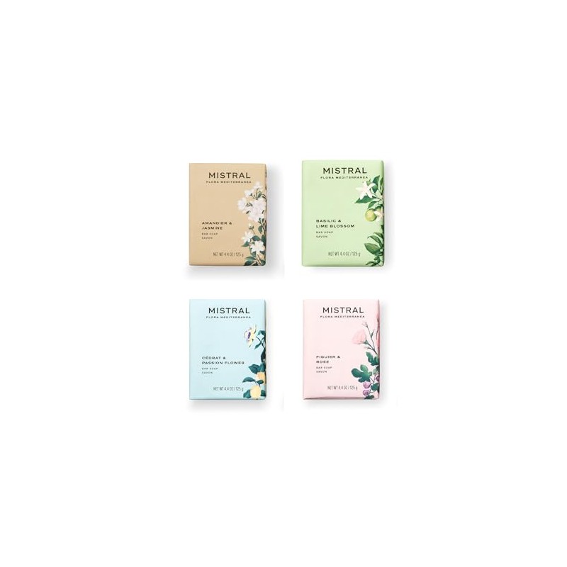 Mistral Luxury French Soap, 4 x 4.4 Oz Bath Soap