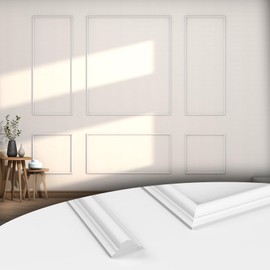 COUKIU 6 Sets Pre-Cut Wall Molding kit,Ready to Assemble Accent Molding Wainscoting Panels for Interior Walls Home Decor（6 Frames，Style1)