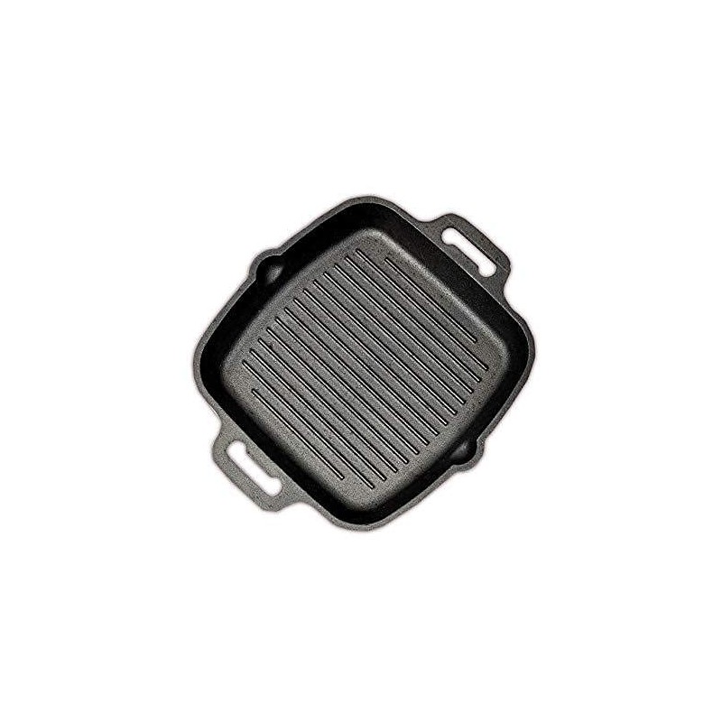 Highkind Pre-Seasoned Cast Iron Grill Pan (10.5 Inches) Square Grill