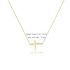 Yimofy Dainty Cross Necklace for Women Silver Plated Horizontal Cross