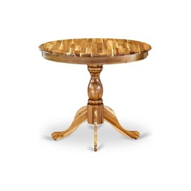 East West Furniture AMT-ANA-TP Antique Dining Room Table - a Round Kitchen Table Top with Pedestal Base, 36x36 Inch, Natural