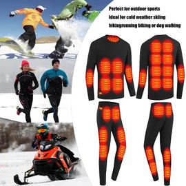 DIMHLCDZA Winter Men Women heated thermal underwear Set USB Constant Temperature 28 Zone intelligent Heated thermals top and bottom set,Suitable for cold winter thermal underwear for skiing&Grey/M