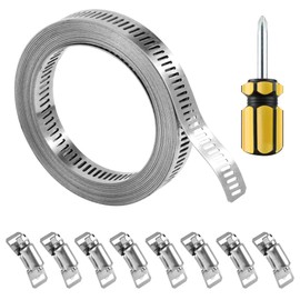 4 metre hose clamps, 304 stainless steel hose clamps, with 8 closures, DIY hose clamp set, adjustable hose clamps straps, clamps for water pipe, tank, gas pipe, cooler, automotive tubing