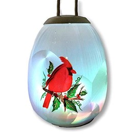 BANBERRY DESIGNS Glass Globe Christmas Cardinal Ornament - Red Cardinal with LED Slow Color Changing Lights - Light Up Holiday Ornaments