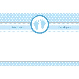30 Blank Thank You Cards Blue Polka Dots Baby Boy Shower + 30 White Envelopes