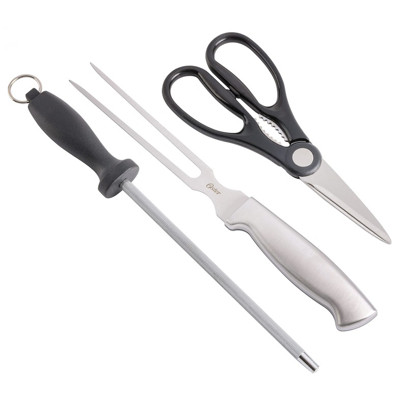 Oster Baldwyn High-Carbon Stainless Steel Kitchen Knife Cutlery Block Set,
