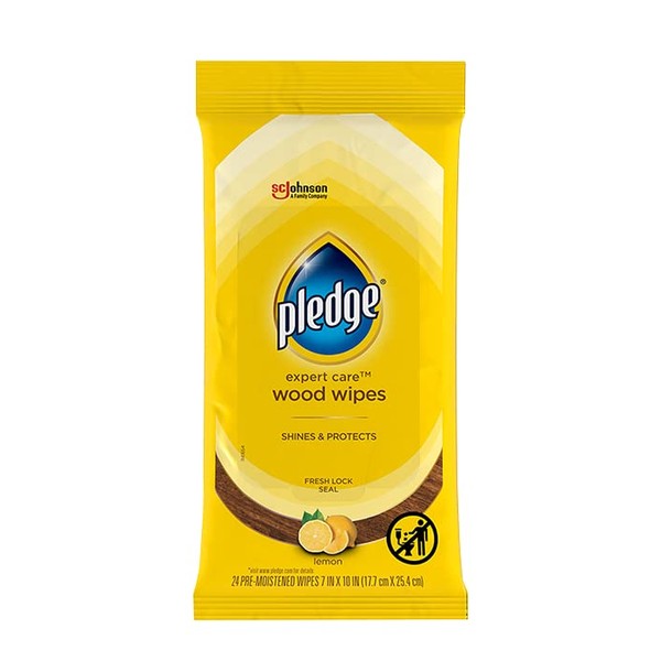 Pledge Expert Care Wood Wipes, Lemon, 24 Wipes