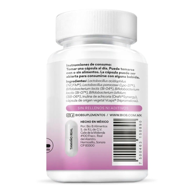 Bio B 30 Cápsulas Probióticos 50 Billones