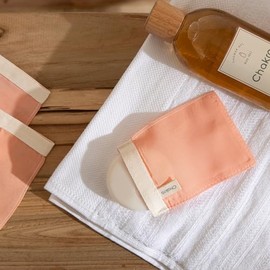 Chakra Guantes de Ducha para Exfoliación Facial de Seda - Juego de 3 - Manopla Exfoliante de Seda Pura - Limpieza Suave de Poros y Exfoliante Facial M