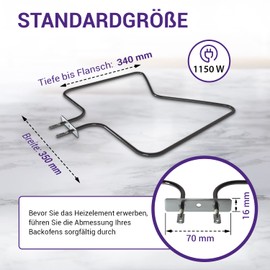 Viоks.pro Oven Heating Element 230 V 1150 W Replacement for Whirlpool 480121100591 EGO 20.41222.000 Indesit C00373894 Heating Element Oven - Oven Heating Element Bottom Heat - Heating Elements for