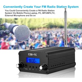 Aupabu FM Transmitter for Church, 1w Long Range Stereo Broadcast for Drive in Movie, Theater, Lights Fireworks Show, School Radio Station