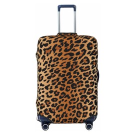 Richugui Brown and Black Leopard Pattern Luggage Cover Elastic Washable Stretch Suitcase Travel Suitcase Protector Anti-Scratch Cover for Kid and Adult (M)