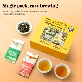The Spring Tea Premium Grade Ancient Tree Black Tea & Jasmine Tea From Wild 300+ Year Old Tree, Loose Leaf with Dual Tea Collection, Just harvested in Spring 2025, Exquisite, Handpicked, Gift Package, 3.5oz/100g