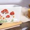 WAIT FLY Mushroom Ceramic Butter Dish with Bamboo Lid and