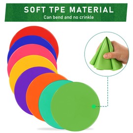 TuXHui Poly Vinyl Spot Markers 9 Inch Rubber Floor Dots Non Slip Agility Markers Flat Field Cones for PE Gym Classes, Classroom Activities and Games, Soccer Basketball Sports Speed Agility Training