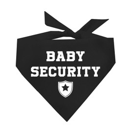 Baby Security with Badge Dog Bandana | 100% Cotton Adjustable Triangle | Made in USA | Pregnancy Announcement Photoshoot Prop | New Baby | Gender Reveal | Black One Size (670)