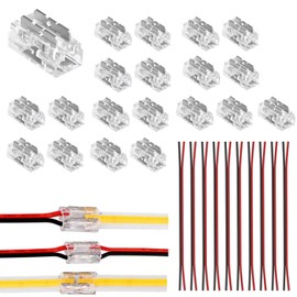 ENQIMAOYI COB LED Light Connectors, 20pcs 5mm 2Pin 9 in 1 LED Strip Connector, 9 Types Connection Methods Tape Light Connector, L-T-X Shaped for IP20 COB 5mm Single Color LED Strip