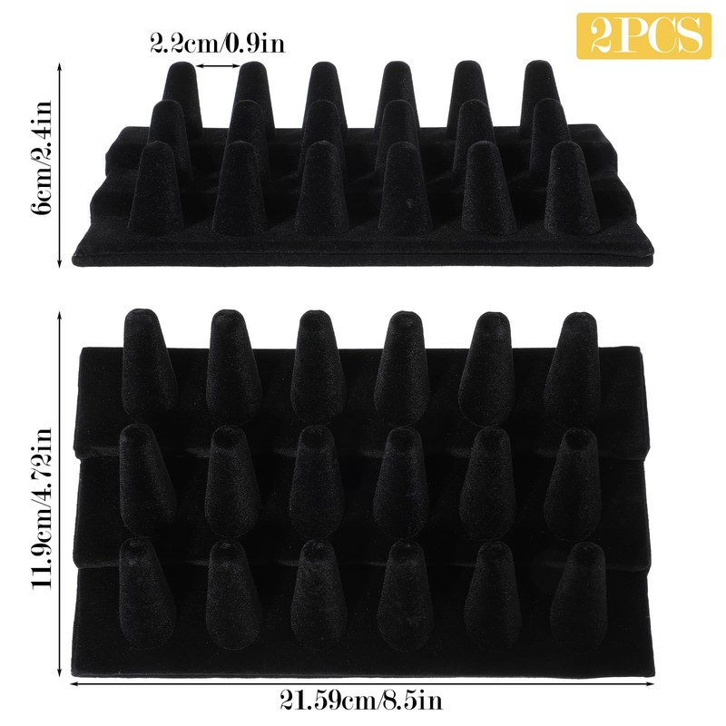 mekueeex 2PCS Velvet Ring Display Stand, 18 Holders Ring Display
