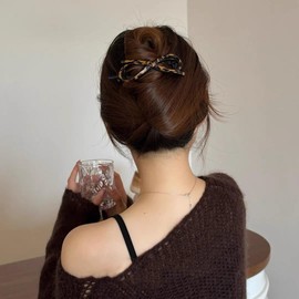 Flat Hair Clips with Bow for Women, Flat Hair Claw Clips for Thick Long Hair, Non-Slip Hair Barrettes with Bow for Women Flat Hair CLips with Hook Flat Hair Clips with Small Teeth