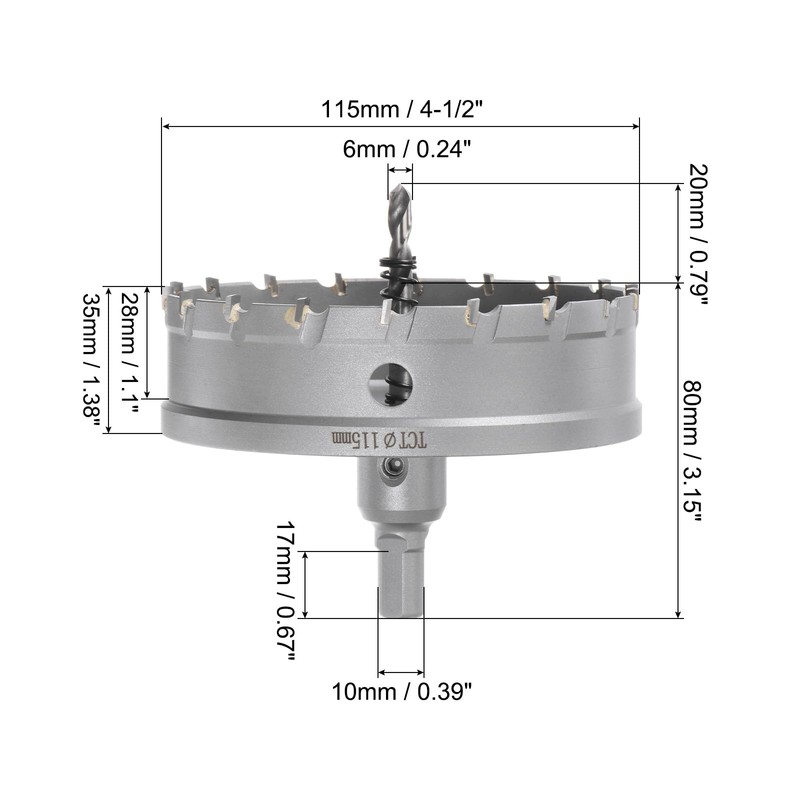 HARFINGTON Metal Hole Saw TCT Carbide Cutter 115mm / 4-1/2"