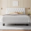 Feonase Velvet Queen Platform Bed Frame with Button Tufted Headboard,