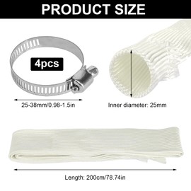 Exhaust Hose, 25 mm Heat Protection Hose, Auxiliary Heater, Insulation Hose, Power Generator for Emergency Generator Exhaust Pipe, Fibreglass Sleeving with 4 Clips for Air Conditioning Heaters 200 cm