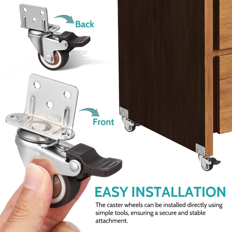 TOYMYTOY L-Shaped Caster 4 Pieces, Load Capacity 132.3 lbs (60