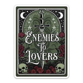 (3PCs) Enemies to Lovers Tarot Card Sticker, Sword Roses Skull Dark Romance Reader Stickers, Book Lover Waterproof Vinyl Bookish Stickers for Water Bottle Laptop Phone Kindle Scrapbook (3 Inches)
