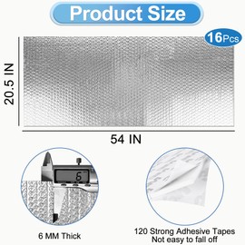 Garage Door Insulation Kit - 16P Double Bubble Window Heat Panels, 6MM 20.5"x54" Reflective Aluminum Foil Summer/Winter Barrier Sheets With Adhesive 120 Tapes for Garage Attic Wall