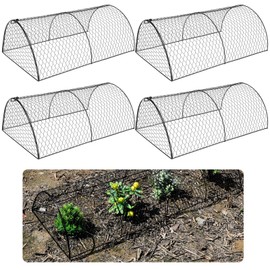 Tandefio 4 Pack Arch Metal Tunnel Chicken Wire Cloche for Garden Plant Protector and Cover 18.5 x 8 Inch Garden Cloche Plant Protection Cage from Wild Animals for Seedlings Flowers Vegetable