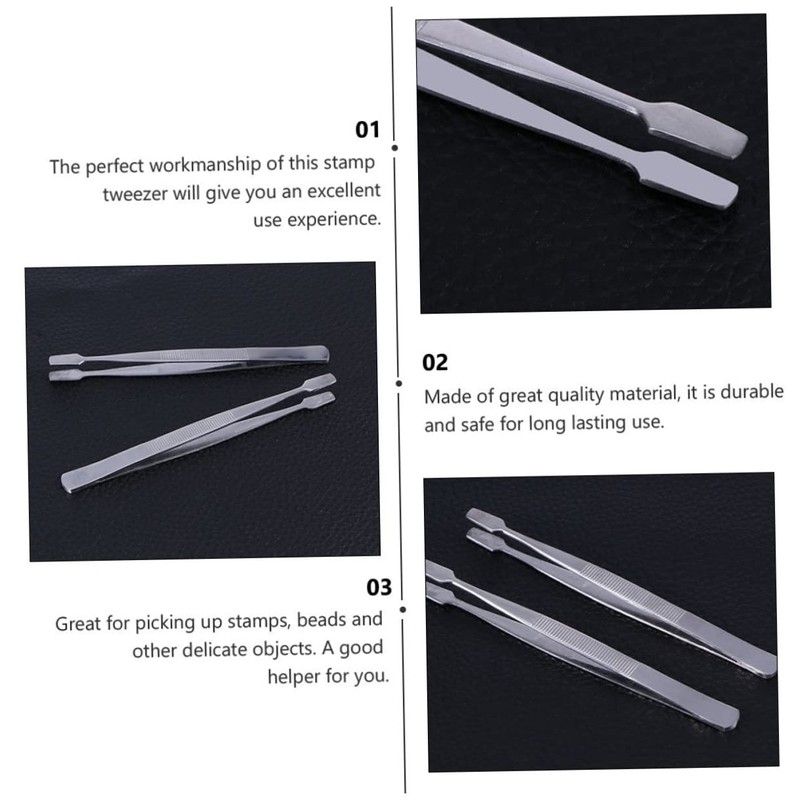 WOONEKY 3pcs Practical Stamp Nipper False Eyelash Tweezer Stainless Steel