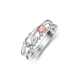 WINNICACA Fox Rings Sterling Silver Rose Gold Fox Jewelry Animal Fox Gifts for Women Girlfriend