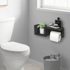 Wooden Black Toilet Paper Holder with Shelf - Wall Mount