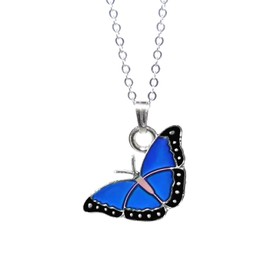 FUN JEWELS Butterfly Mood Necklace Color-Changing Pendant on 18” Chain + 2” Extender, Gift for Women