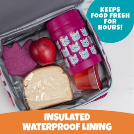 Insulated Lunch Box Sleeve - Securely Cover Your Bento Box with This Lunch Bag Tote- Kitty Design (8x3x10 inches)