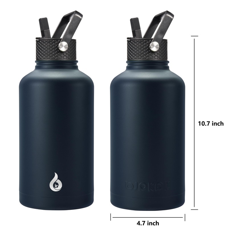BJPKPK Half Gallon Insulated Water Bottles with Straw Lid, 64oz