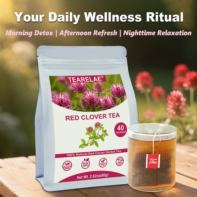 TEARELAE - Red Clover Tea Bags, 40 Count - Premium