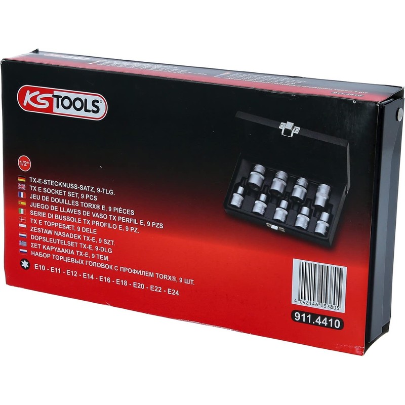 KS Tools 911.4410 1/2" TX E Socket set, 9 pcs,