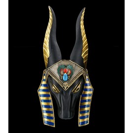 Figuren Shop GmbH Wall Relief - Anubis Mask | Egyptian Wall Decoration | Hand Painted