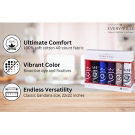 6-Pack Large Cotton Bandana - Paisley, 22x22 In, Assorted Dark Colors - Cowboy Head Bandanna Scarf Handkerchief Mouchoir- Gifts for Men Women and All