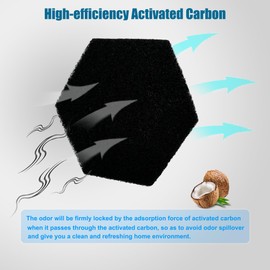 12-Pack Universal Stick-on Trash Can Odor Absorbing Filters, Activated Charcoal Purifying Deodorizer for Trash Cans, Compost Buckets, Countertop and Recycle Bins (6.7-inch-Hexagonal)