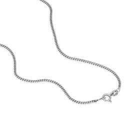 NKlaus Curb Chain 925 Silver Tarnish-Resistant Ladies Girls Necklace 1.3 mm Wide, Sterling Silver