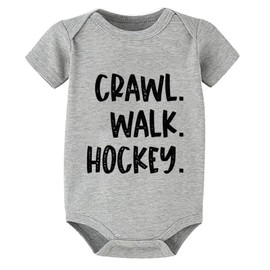 Crawl Walk Hockey Newborn Outfit Gender Neutral Short Sleeve Cotton Romper Baby Girl White Baby Boy 0-3 Months Clothes